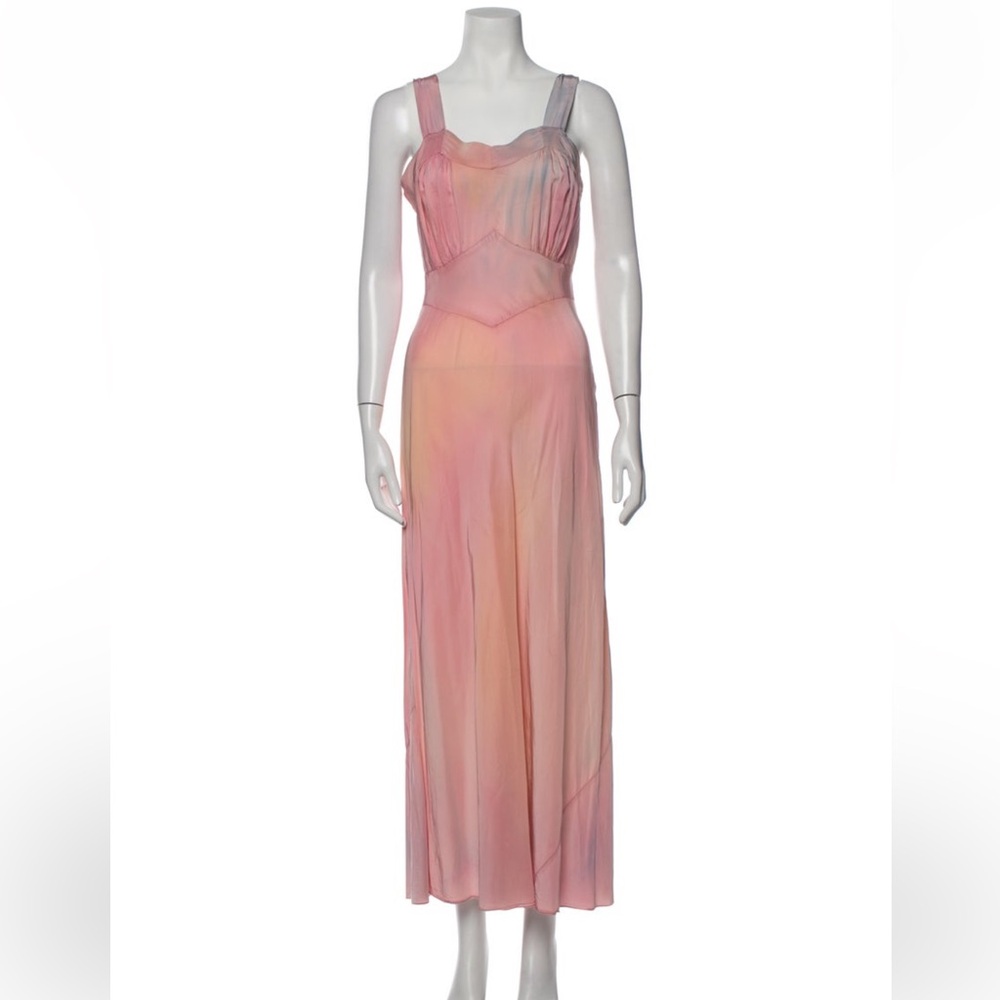 Vintage Love Shack Fancy Chic Pink Sleeveless Maxi Dress